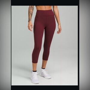 Lululemon Invigorate HR Crop 23" High-Waisted Leggings Red Merlot Size 6